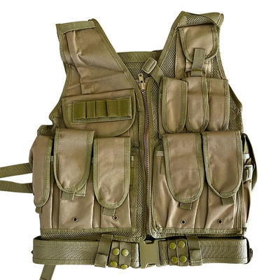 Multifunktionale Khaki-/Tan-Schutzweste mit mehreren Taschen und Mesh Liner 1,6 kg