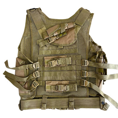 Multifunktionale Khaki-/Tan-Schutzweste mit mehreren Taschen und Mesh Liner 1,6 kg