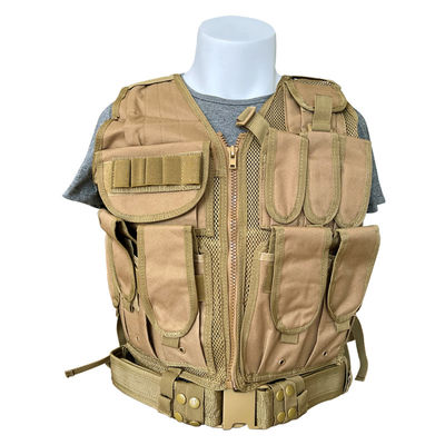 Multifunktionale Khaki-/Tan-Schutzweste mit mehreren Taschen und Mesh Liner 1,6 kg