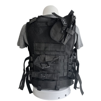 Komfortable schützende schwarze Weste mit mehreren Taschen für Körper und Ausrüstung Stoff