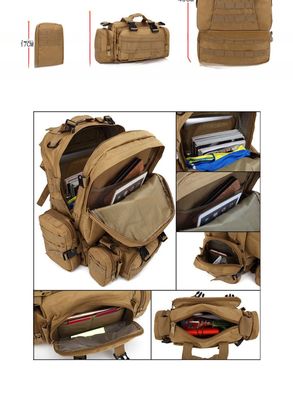 55L 600D Oxford Stoff Wasserdicht Rucksack mit abnehmbaren kleineren Zubehörtaschen