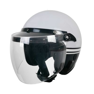 Halb offenes Gesicht Retro Motorradhelm zum Kopfschutz Weiß und anpassbar XL