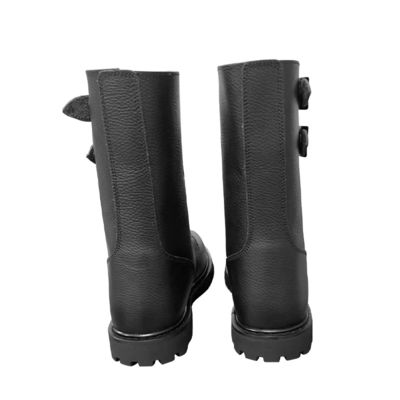 Herbst Herren schwarze Kuhleder Stiefel mit Gummi-Außensohle Schuhe Fersenhöhe ca. 3cm