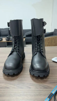 Herbst Herren schwarze Kuhleder Stiefel mit Gummi-Außensohle Schuhe Fersenhöhe ca. 3cm