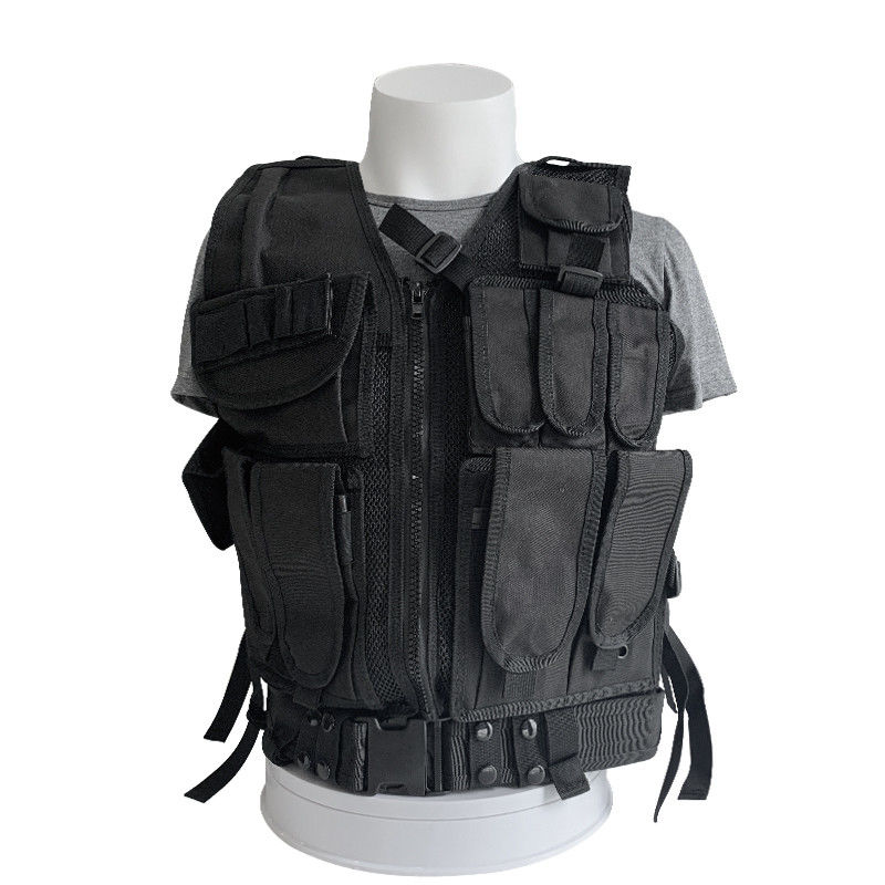 Komfortable schützende schwarze Weste mit mehreren Taschen für Körper und Ausrüstung Stoff
