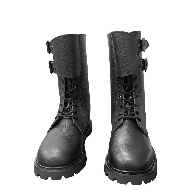 Herbst Herren schwarze Kuhleder Stiefel mit Gummi-Außensohle Schuhe Fersenhöhe ca. 3cm